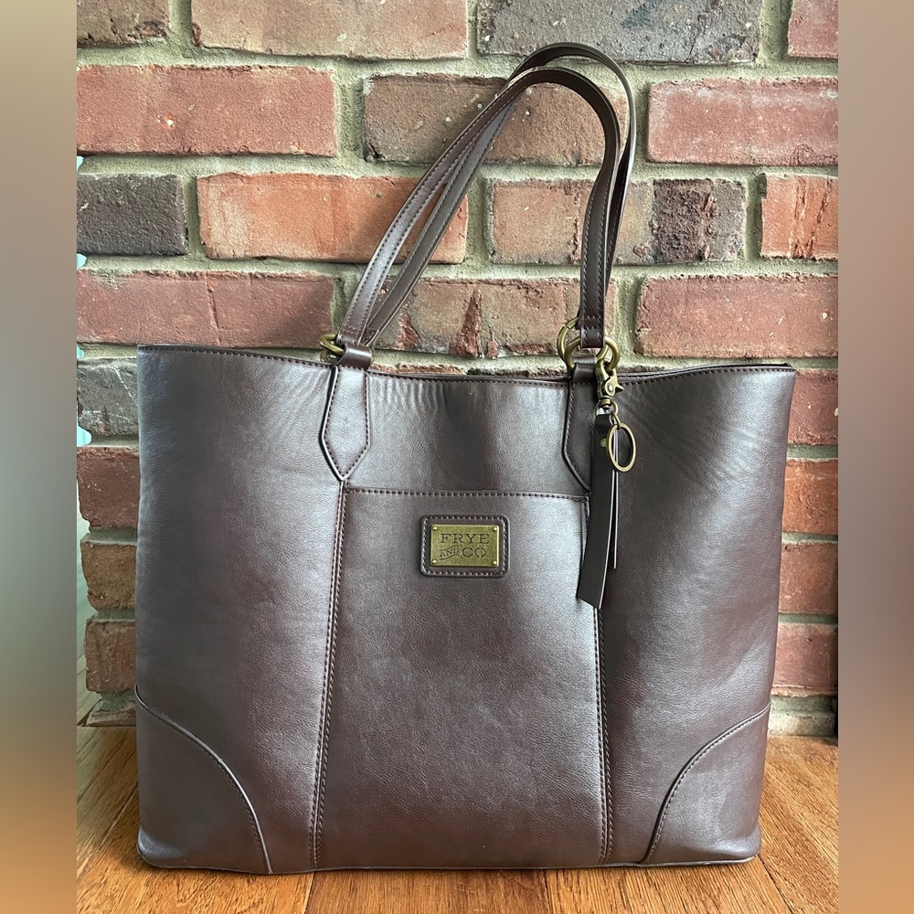 Frye & Co. Large Vegan Leather Brown Tote Bag